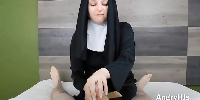 blowjob,cumshot,dildo,facial,femdom,nun,slap,tease